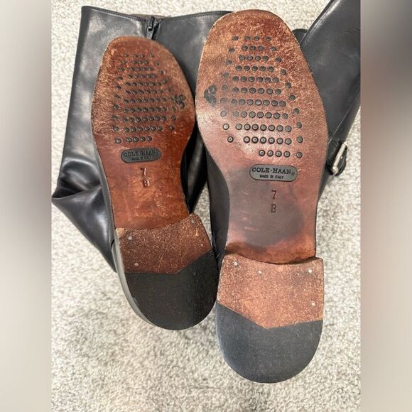 Cole Haan Black Leather Buckle Riding Boots Women’s Size 7 - Picture 3 of 7